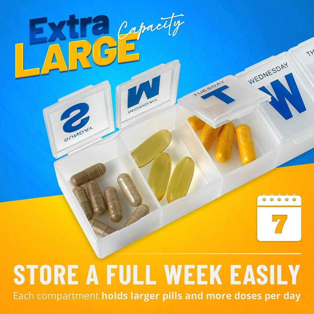 7 Day Weekly Plastic Pill Box Organizer with Daily Compartments (1 Pc) - Image 6