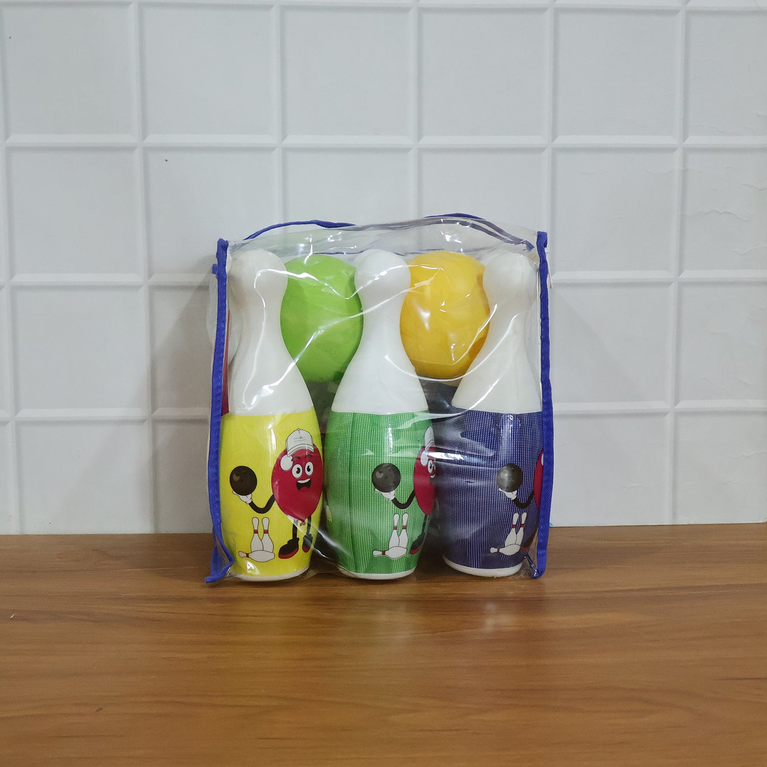 Kids Bowling Set With 6 Colorful Pins And 2 Balls (1 Set)