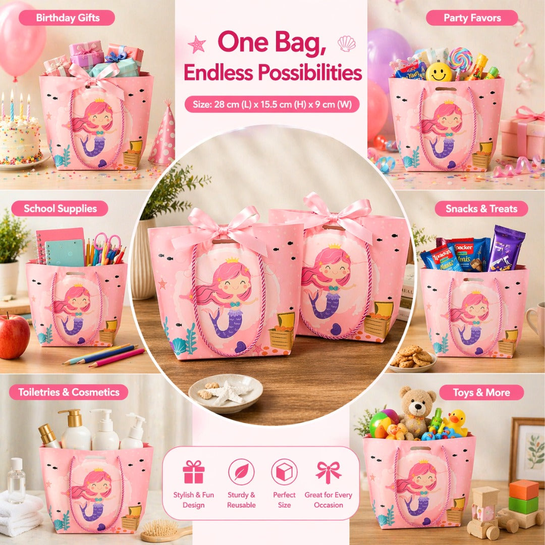 Pink Colour Kids Gift Bags (Small & Large Sizes) | Premium Paper Gift Bags for Birthday, Party Favors, Return Gifts & Gifting - Image 6