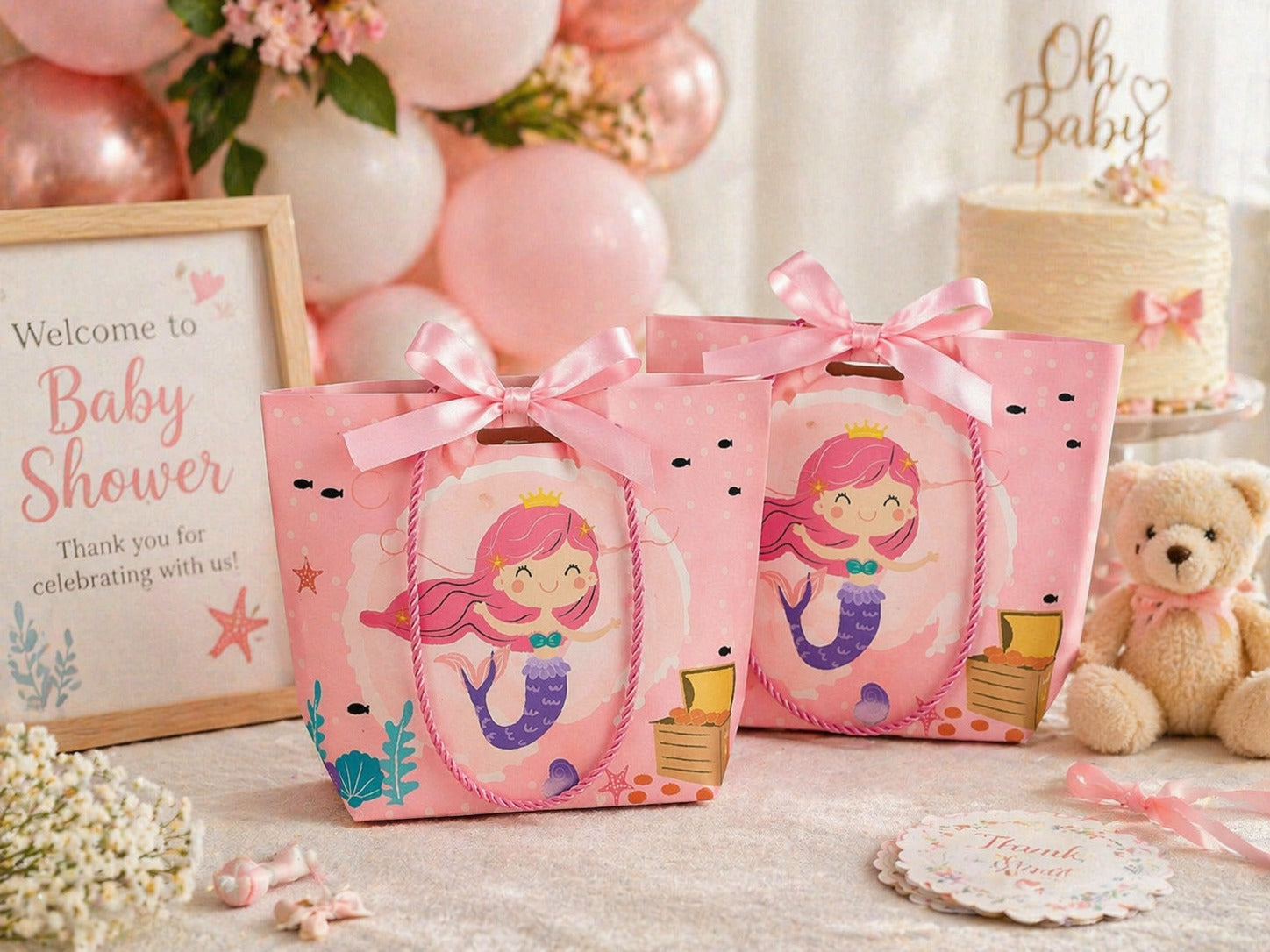 Pink Colour Kids Gift Bags (Small & Large Sizes) | Premium Paper Gift Bags for Birthday, Party Favors, Return Gifts & Gifting - Image 5
