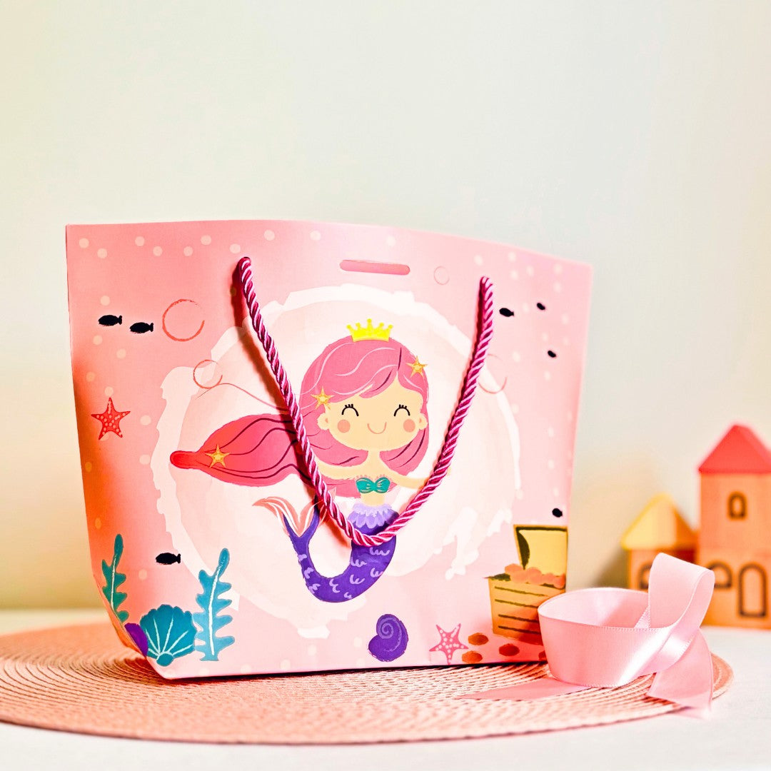 Pink Colour Kids Gift Bags (Small & Large Sizes) | Premium Paper Gift Bags for Birthday, Party Favors, Return Gifts & Gifting - Image 1