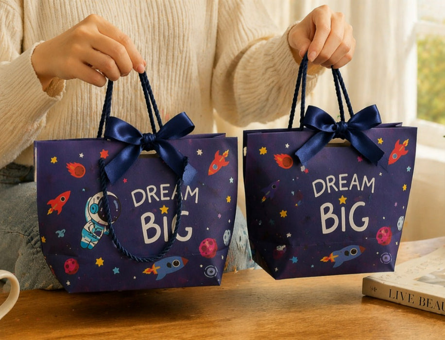 pack of 12pcs Blue Colour Kids Gift Bags (Small & Large Sizes) | Premium Paper Gift Bags for Birthday, Party Favors, Return Gifts & Gifting