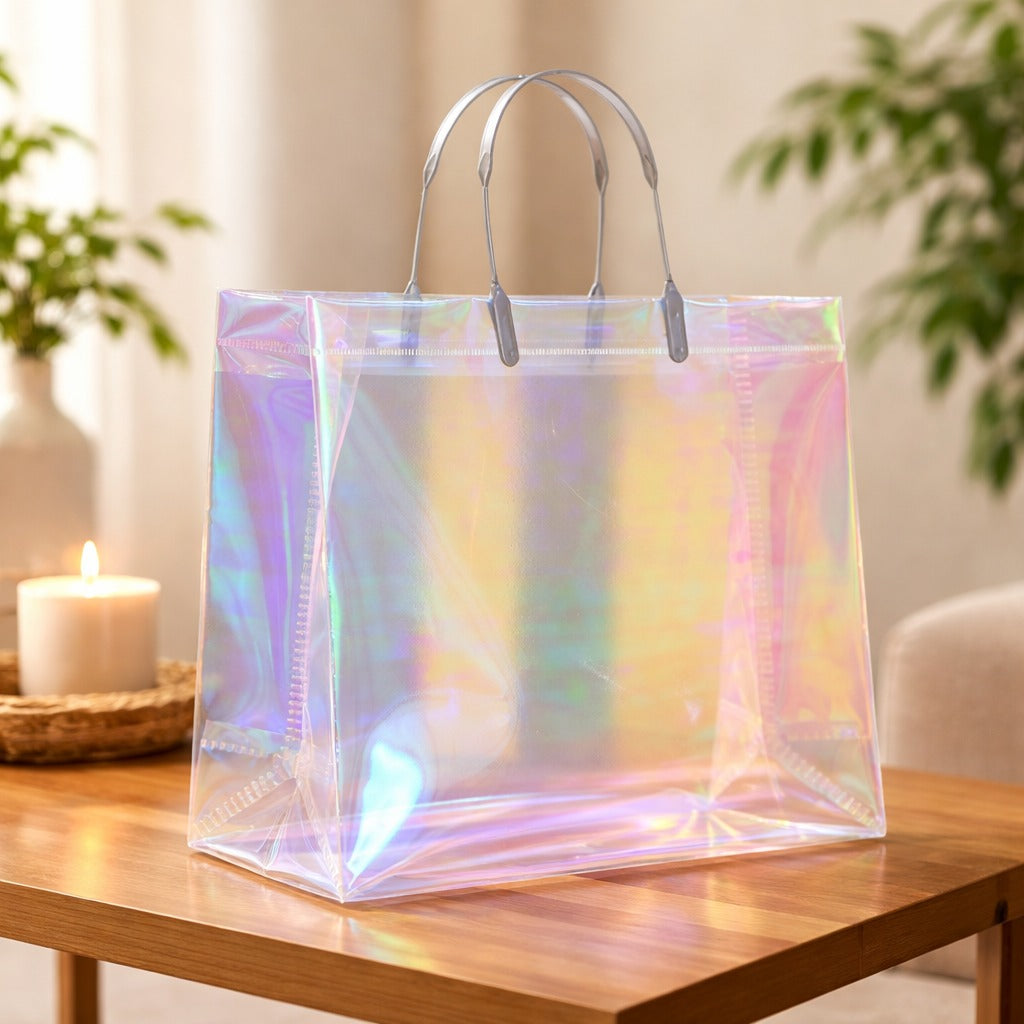 Transparent  Laser Bag | Premium Clothing Store Shopping Bag |  Style Gift Carry Bag for Boutique, Retail & Gifting - Image 2
