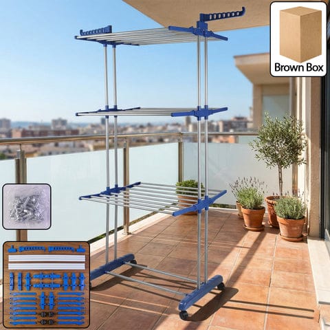 Premium Heavy Duty Stainless Steel 3 Layer Foldable Cloth Drying Stand (1 Set  With Color Box)
