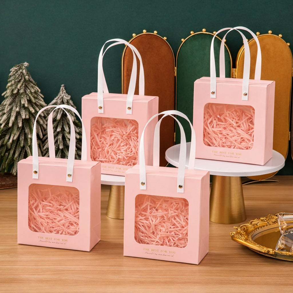 Luxury Transparent Window Gift Bag | Portable Paper Gift Bag for Birthday, Wedding, Return Gifts & Hampers | Premium Handle Bag (Medium) - Image 1