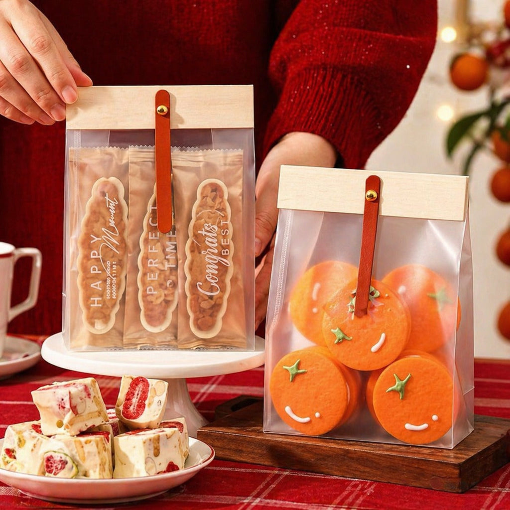 Transparent Korean Pouch with Wooden Clip | Gift Packaging for Dry Fruits, Chocolates & Cookies | 13×6×18 cm Premium Hamper Pouch - Image 2