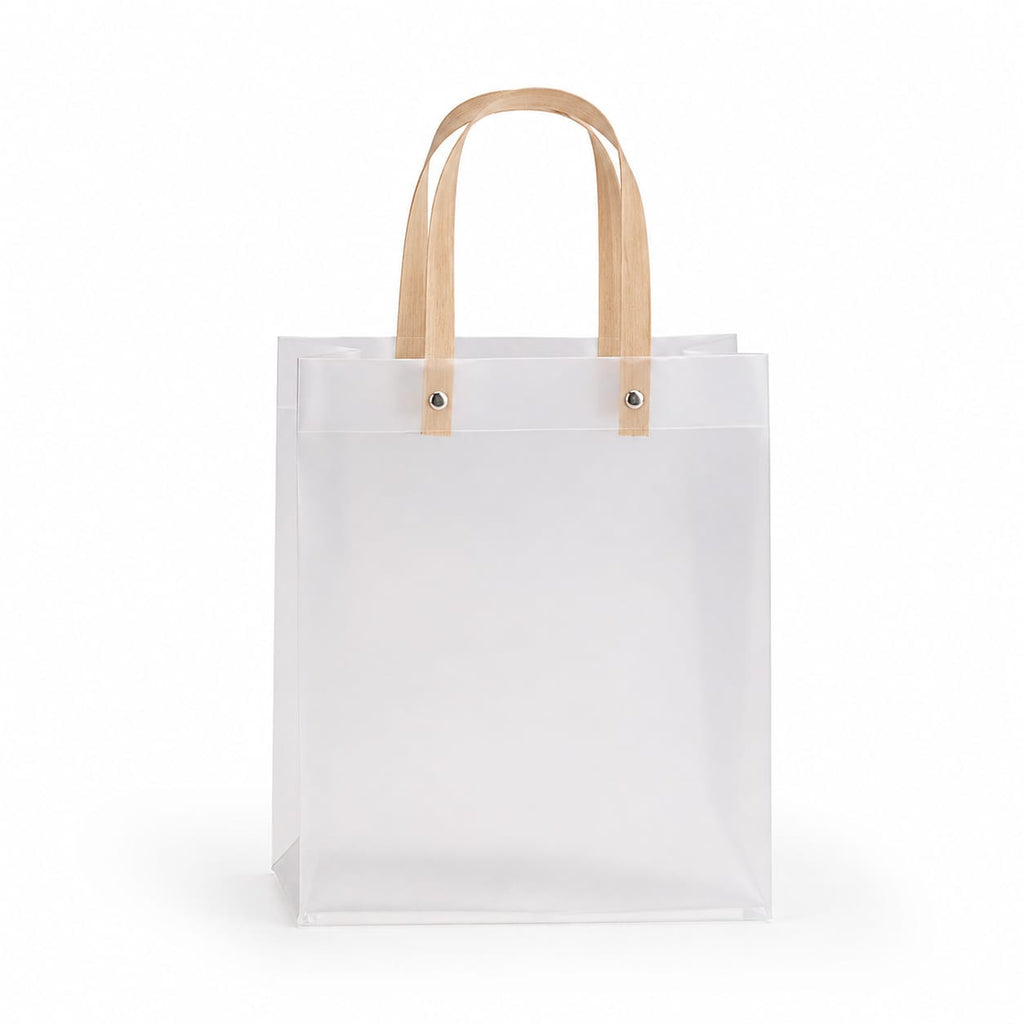 Transparent  Gift Bag with Handle | Premium Plastic Hamper Bag for Gifting, Return Gifts & Packaging | 10.5×8×4.5 Inch - Image 2