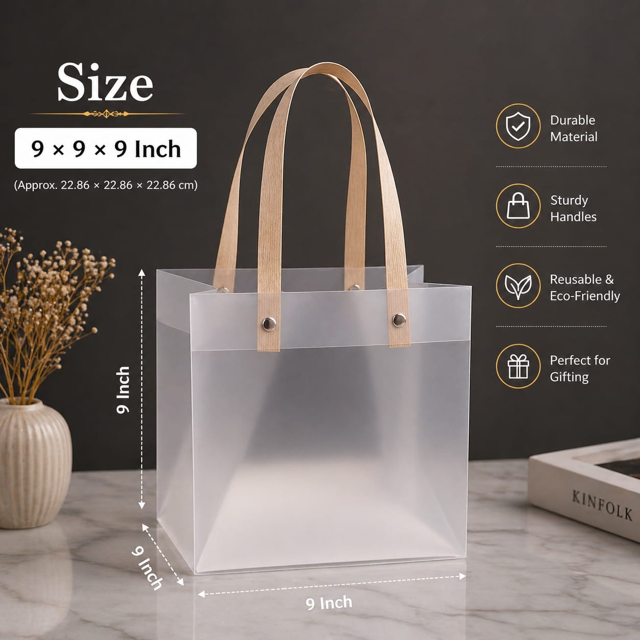 Transparent Gift Bag with Handle | Premium Plastic Hamper Bag for Gifting, Return Gifts & Packaging - Image 2