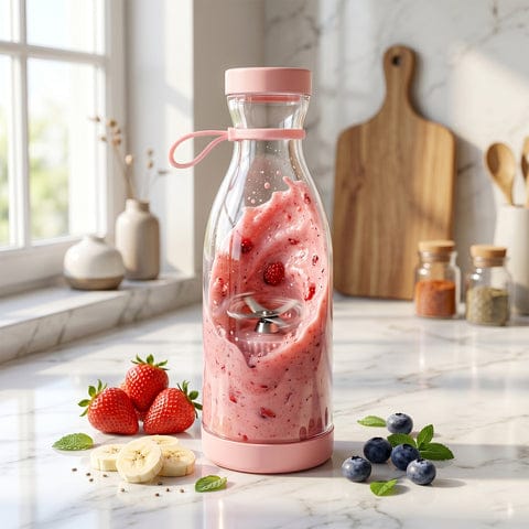 5334 Blender Portable Juicer For Smoothie  Juice  Vegetable Shakes With 4 Blades Wireless Charging Mini Personal Size Mixer Bottle Grinder 400 Ml Multicolor
