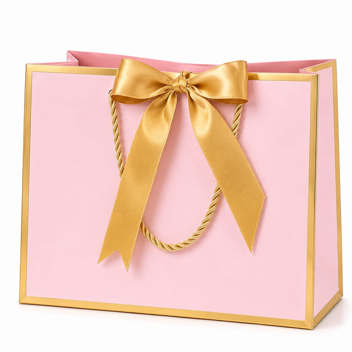 pack of 12 pcs Luxury Gift Paper Bag with Satin Ribbon Bow & Rope Handle – Premium Return Gift Bag