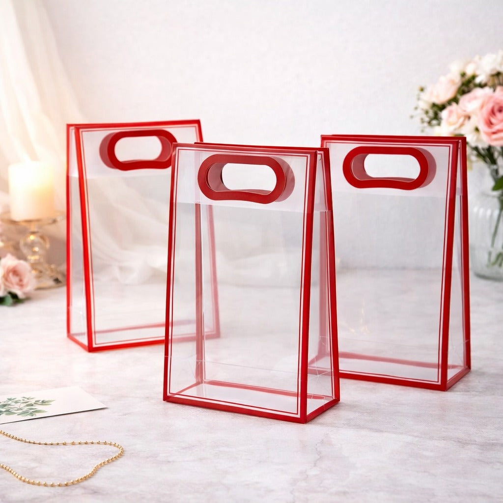Small Size ( 18 X 8 X 26 CM )Transparent Bag Goodie Bags, Clear Gift Bag, Hamper Bag,Carry Bags,Shopping Gift Bag,Gifting,Presents,Return Gifts,Birthday,Festivals,Events - Image 1