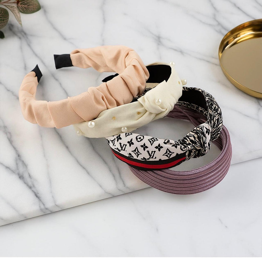 Womens Ribbed Texture Knot Design Hairband (1 Pc  Mix Design)