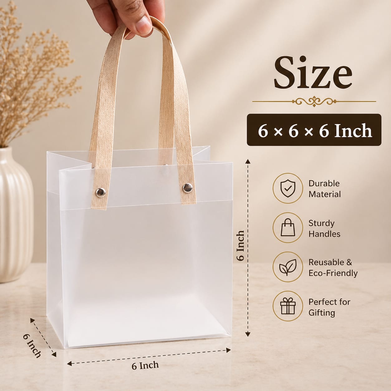 Transparent Gift Bag with Handle | Premium Plastic Hamper Bag for Gifting, Return Gifts & Packaging - Image 1