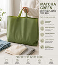 Matcha Green Frosted Plastic Tote Bag | Thickened Waterproof Clothing Shopping Carry Bag with Handles (11x10x3 Inch) - Image 1