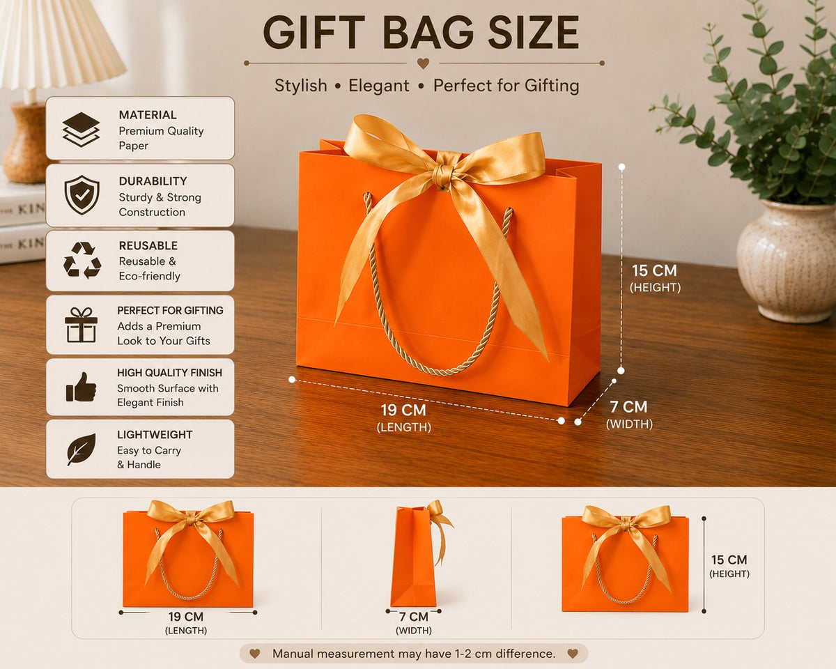 pack of 12 pcs Luxury Gift Paper Bag with Satin Ribbon Bow & Rope Handle – Premium Return Gift Bag
