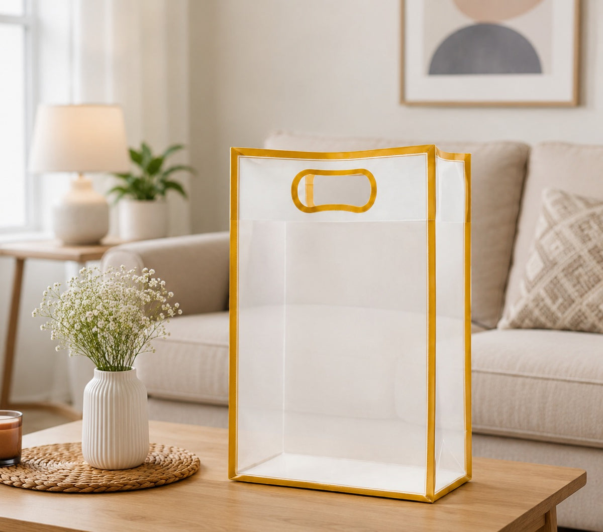 pack of 12pcs Big Size (30 X 12 X 40 CM) Transparent Bag Goodie Bags, Clear Gift Bag, Hamper Bag,Carry Bags,Shopping Gift Bag,Gifting,Presents,Return Gifts,Birthday,Festivals,Events