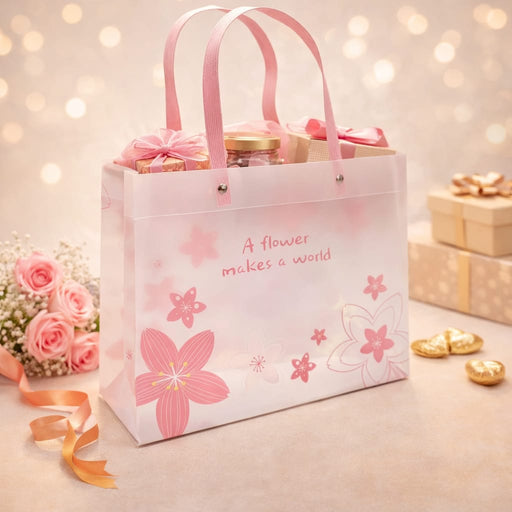pack of 12pcs Floral PVC Gift Bags 13x10x4 inch (medium )