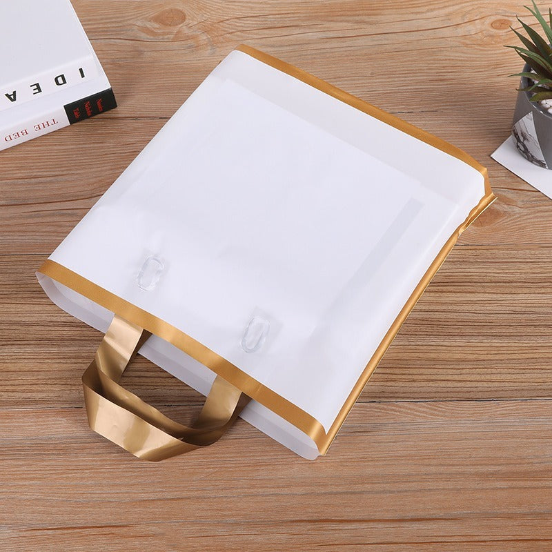 Premium Plastic  Frosted Gift Carry Bag with Handle – Black, White & Green | 35×25×10 cm - Image 11