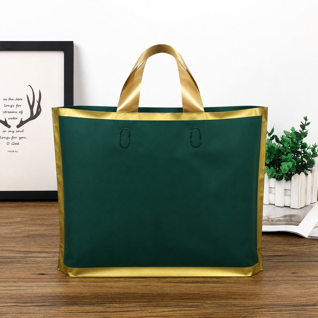 Premium Plastic  Frosted Gift Carry Bag with Handle – Black, White & Green | 35×25×10 cm - Image 19