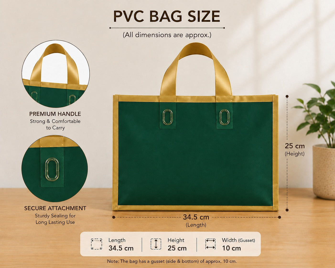 Premium Plastic  Frosted Gift Carry Bag with Handle – Black, White & Green | 35×25×10 cm - Image 14