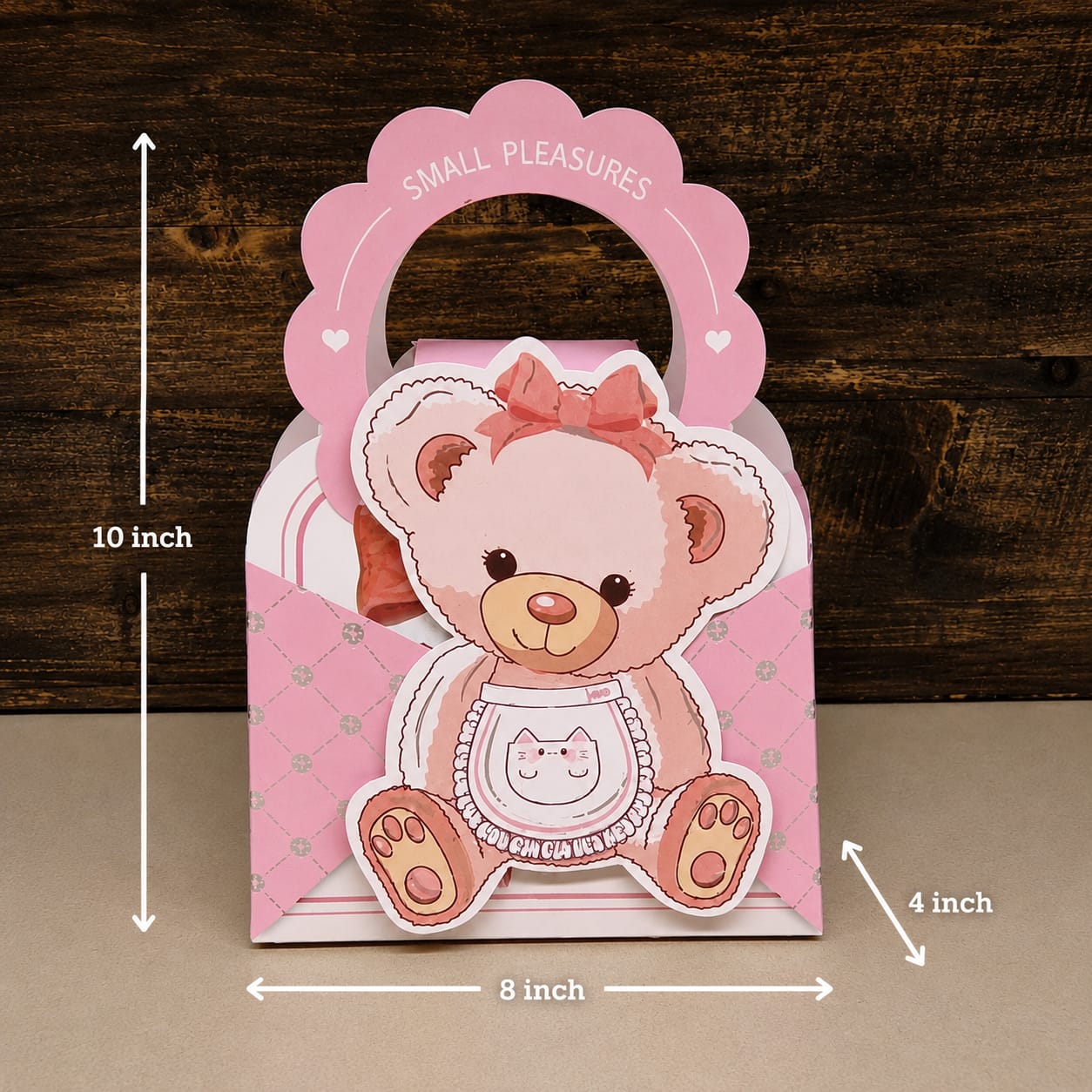 Cute Teddy Theme Paper Gift Bag for Return Gifts |(10×8×4 inch) Baby Shower & Birthday Candy Bag | 2 Colors Available - Image 3