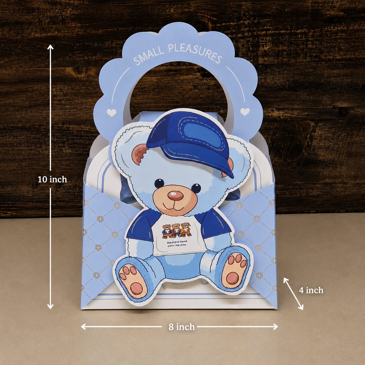 Cute Teddy Theme Paper Gift Bag for Return Gifts |(10×8×4 inch) Baby Shower & Birthday Candy Bag | 2 Colors Available - Image 2