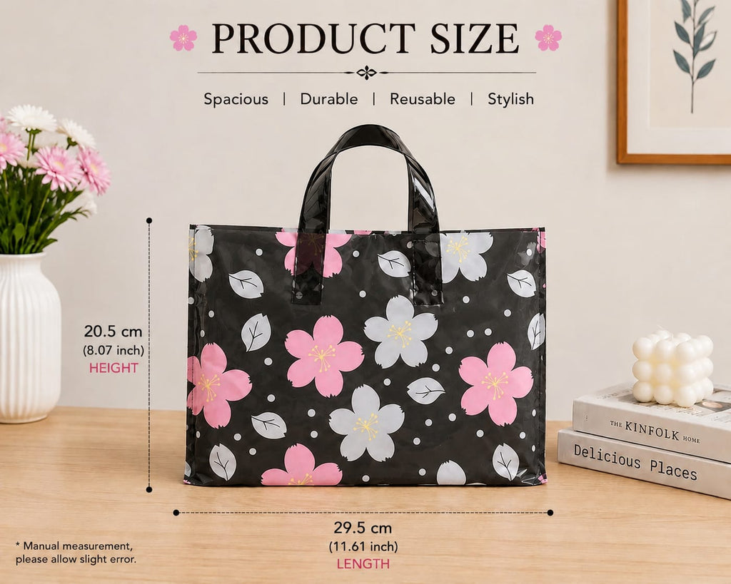 Premium Printed Frosted Plastic Gift Tote Bags | Reusable Carry Bags for Return Gifts, Hampers & Party Packaging (5 Designs Available) - Image 3