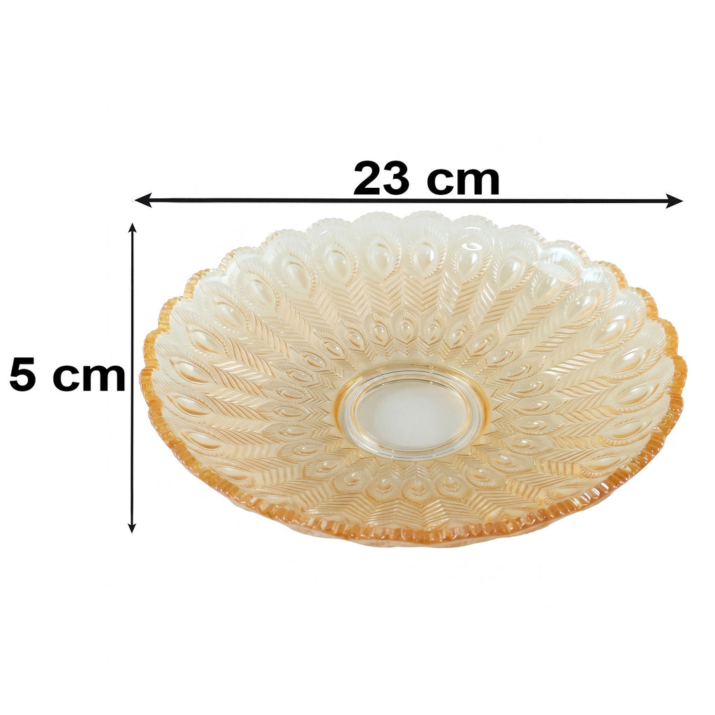 Glass Round Serving Plate 23 X 23 Cm Decorative Fruit Snack Platter (1 Pc)