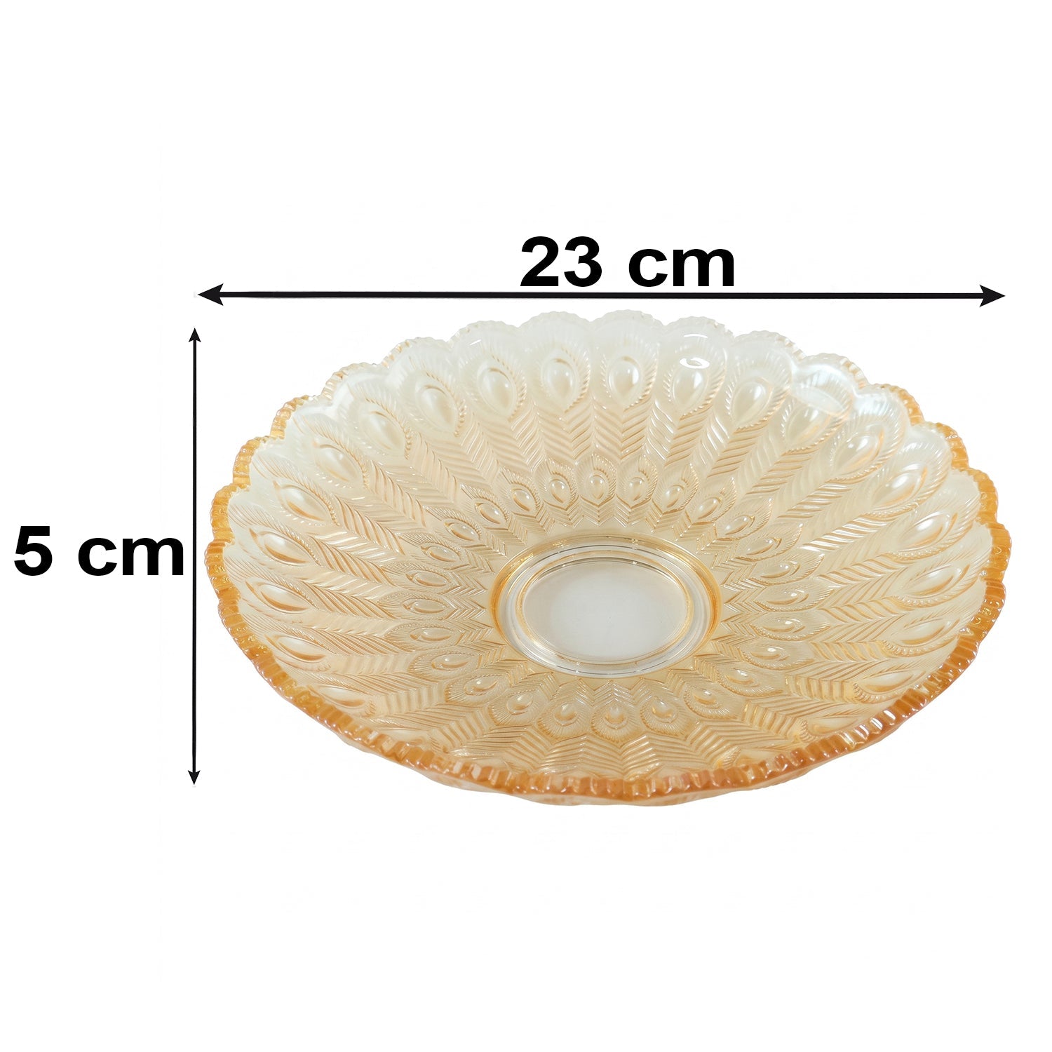 Glass Round Serving Plate 23 X 23 Cm Decorative Fruit Snack Platter (1 Pc)