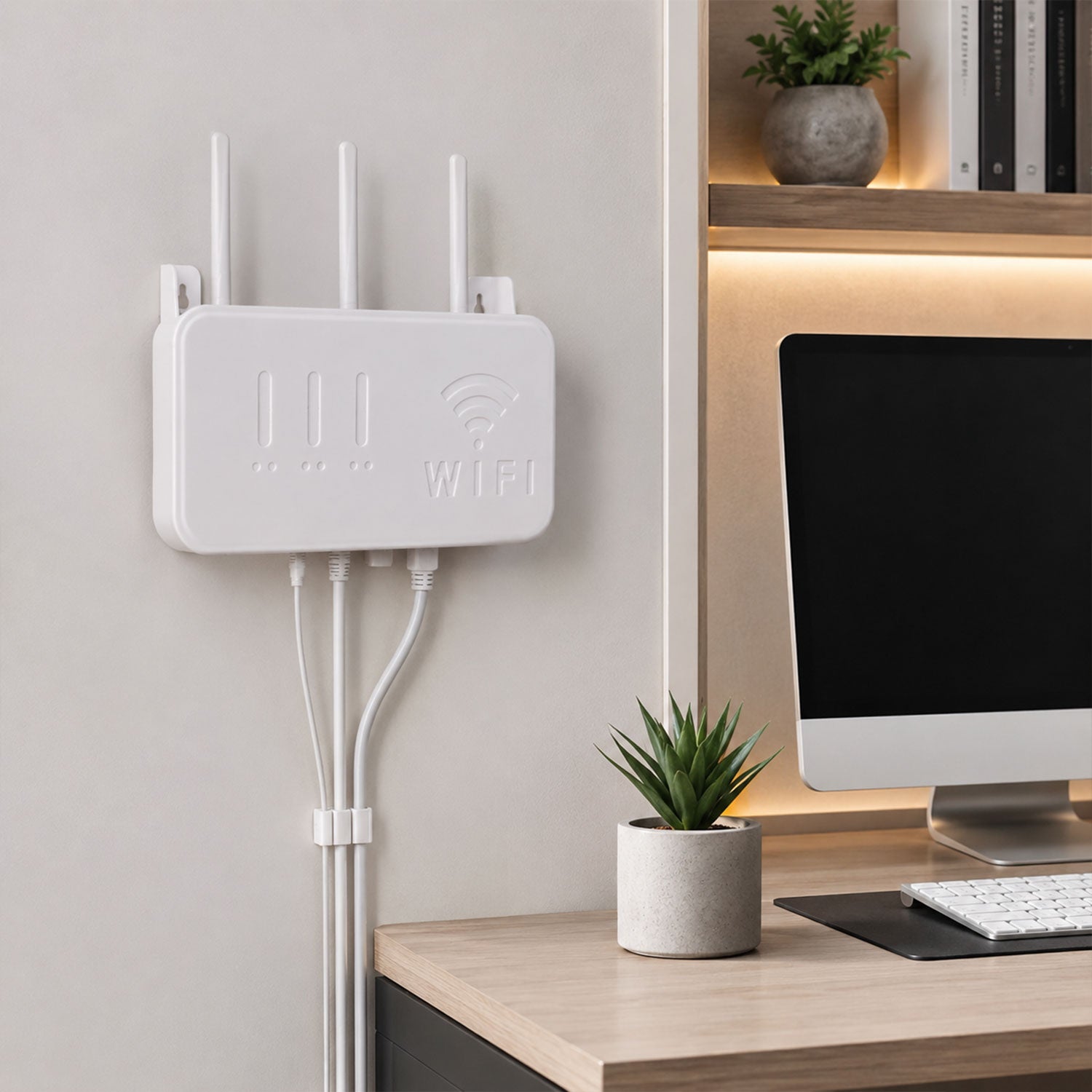 Wall Mount Wifi Router Holder Storage Box Organizer Rack With Screws (1 Pc)