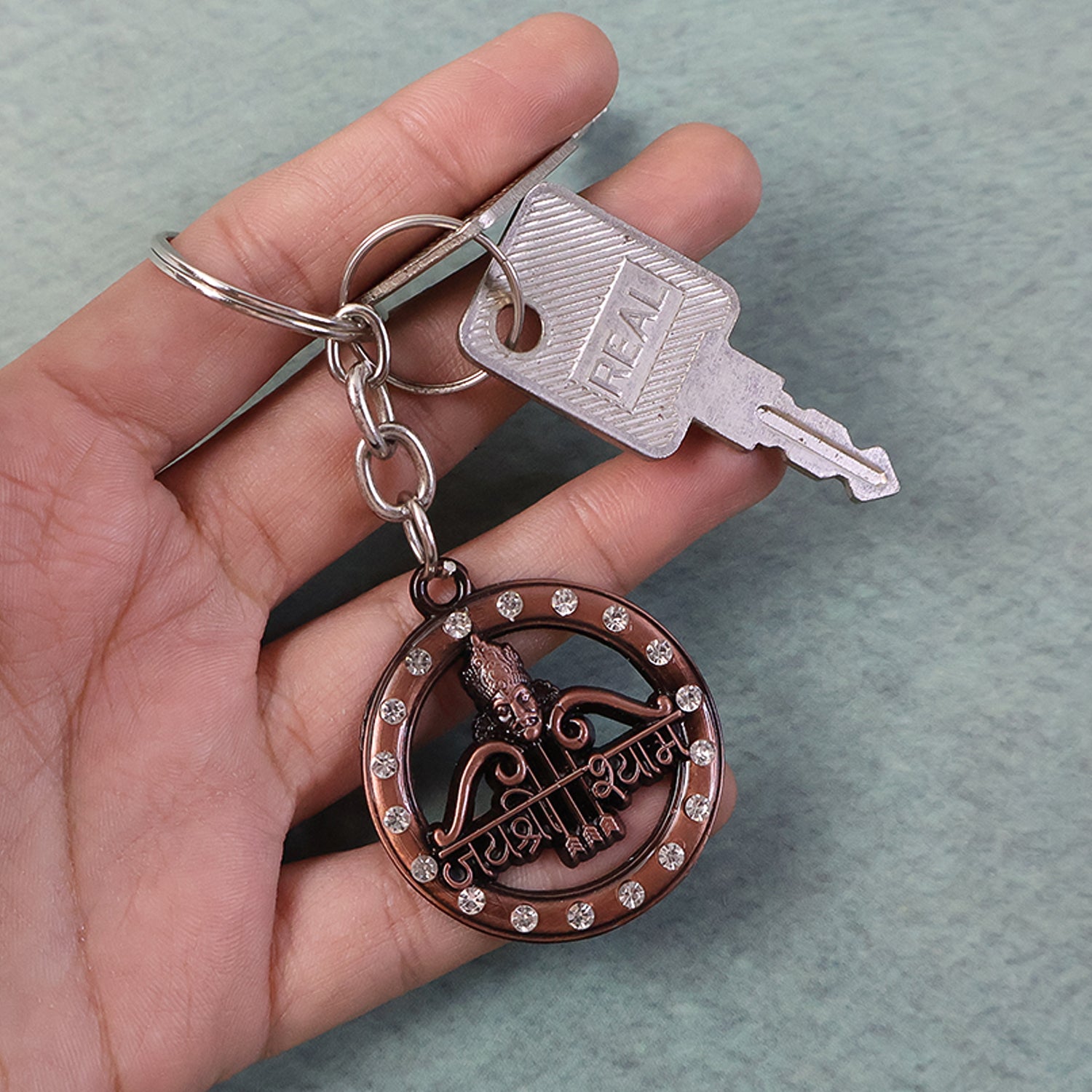 Decorative Metal Jai Shree Shyam Keychain (1 Pc)