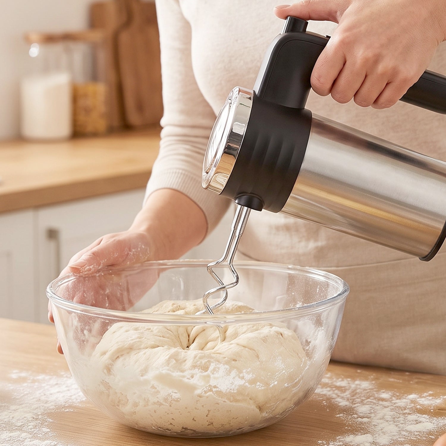 Electric Hand Mixer 500w With Beaters Dough Hooks For Cake And Baking (1 Pc)