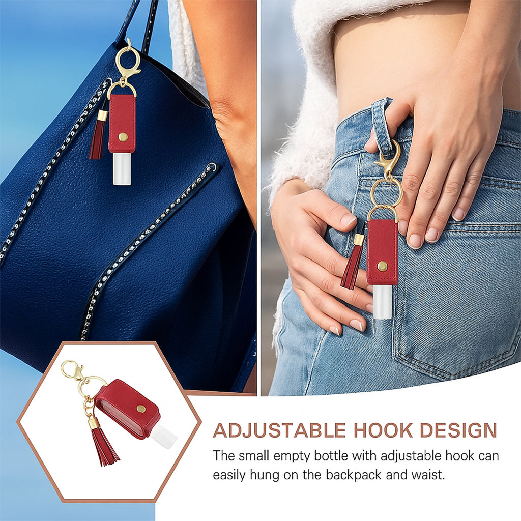 Portable Hand Sanitizer Holder Keychain With Tassel (1 Pc)