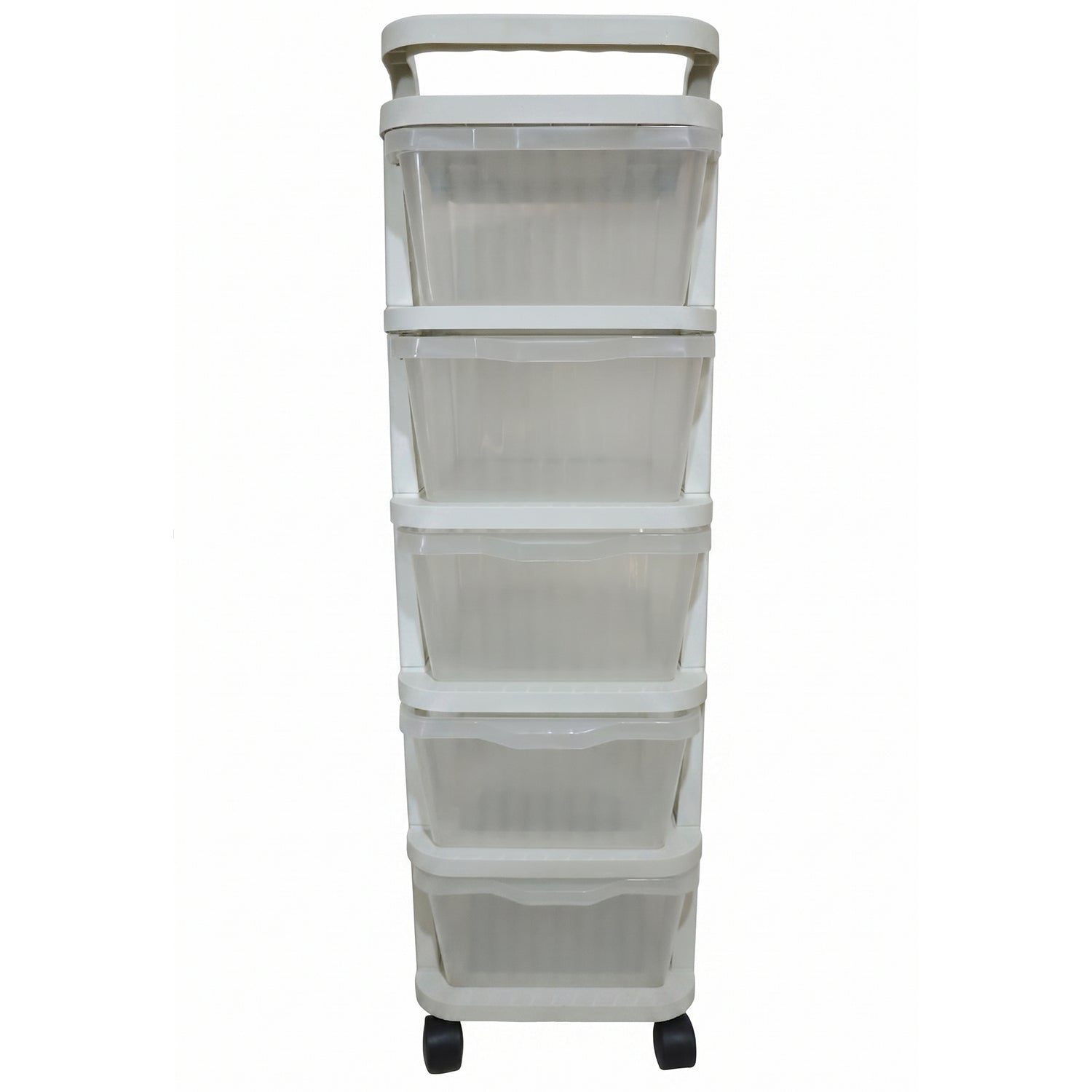 5 Layer Plastic Storage Drawer Rack Organizer With Wheels For Home (1 Pc)