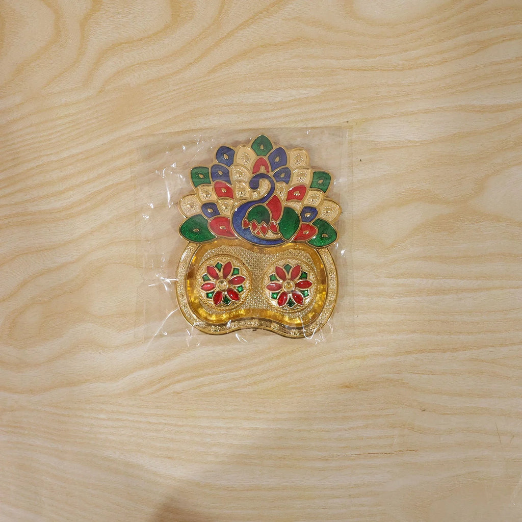 Peacock Shaped Kankavati Kumkum Holder For Puja And Tilak Rituals (1 Pc)