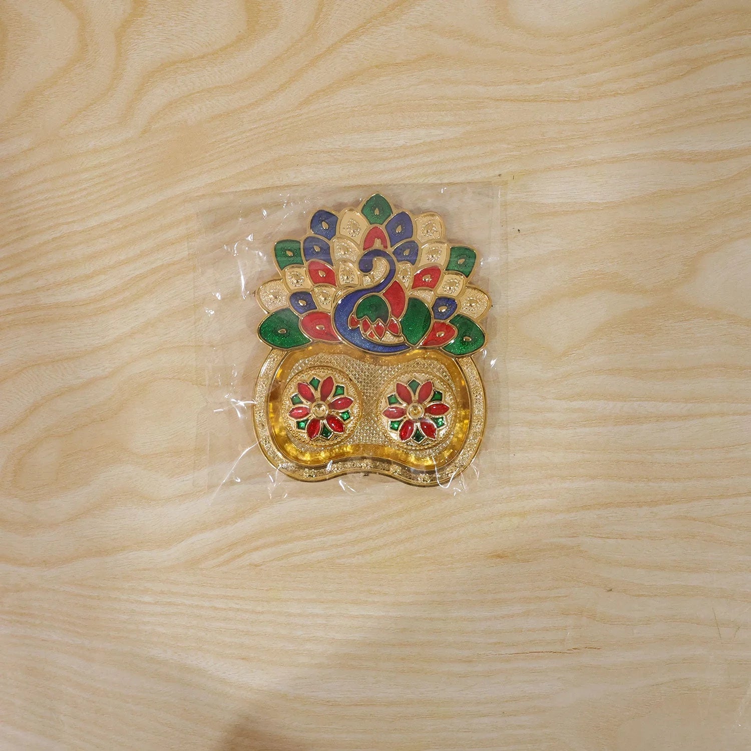Peacock Shaped Kankavati Kumkum Holder For Puja And Tilak Rituals (1 Pc)