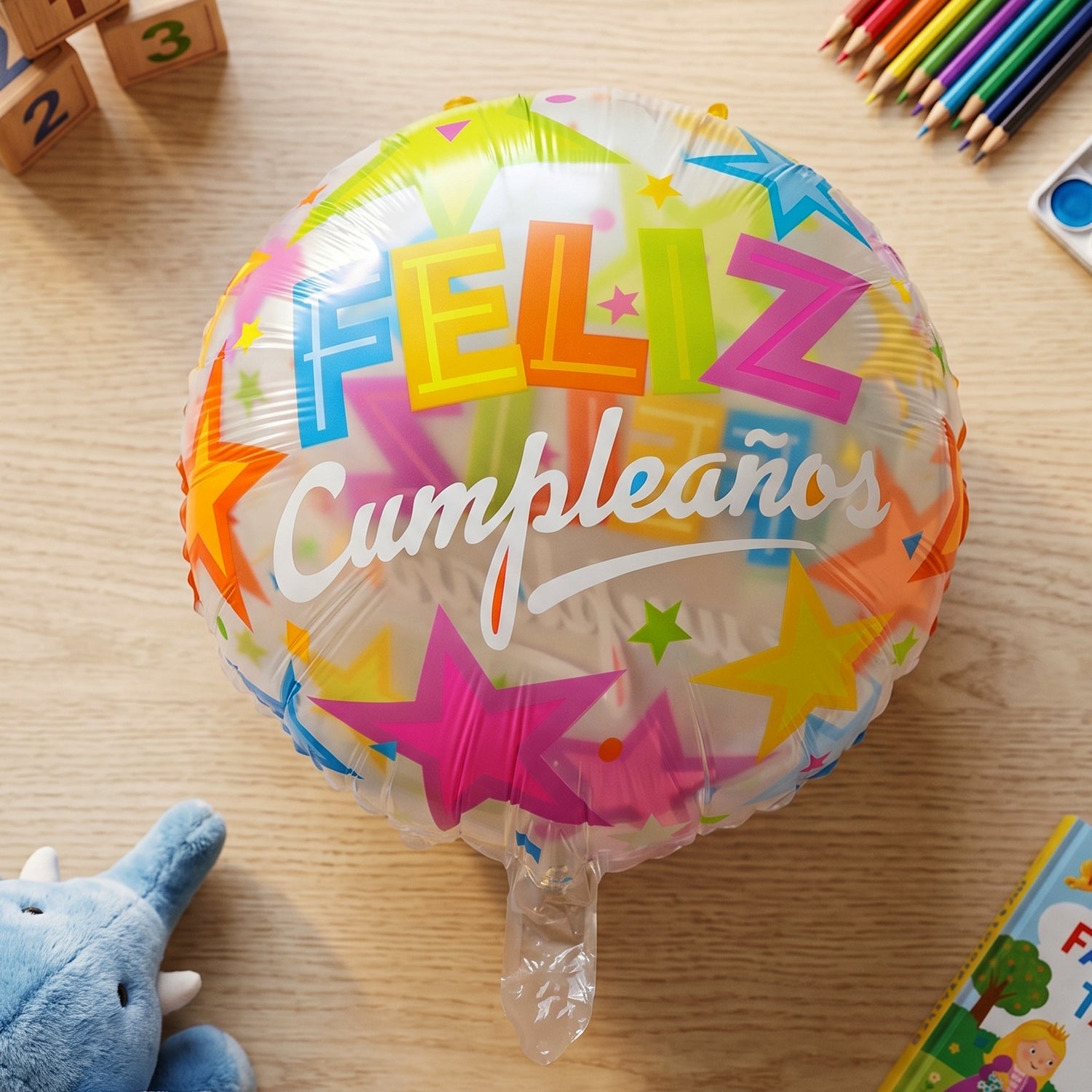 Colorful Feliz Cumpleanos Round Foil Balloon (1 Pc)
