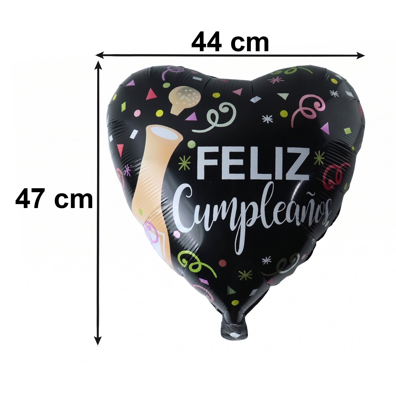 Black Heart Feliz Cumpleanos Foil Balloon (1 Pc)