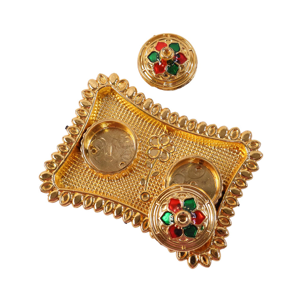 Kumkum Holder  Elegant Meenakari Floral Design For Pooja