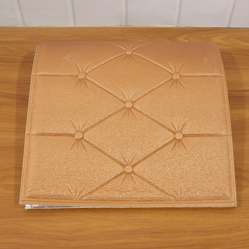 Self Adhesive 3d Foam Wall Panel Cushion Wallpaper (1 Pc Brown 69x35 Cm)