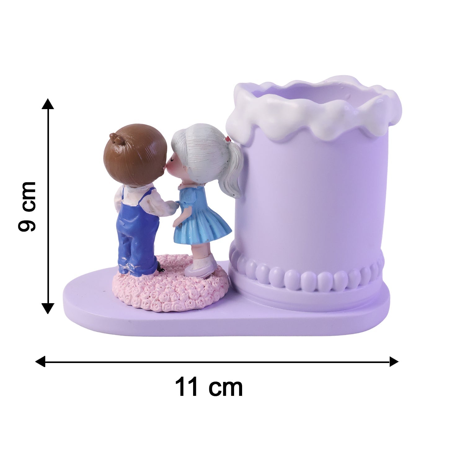 Sweet Couple Pen Holder Stand Cute Resin Desk Organizer Pencil Cup (1 Pc)