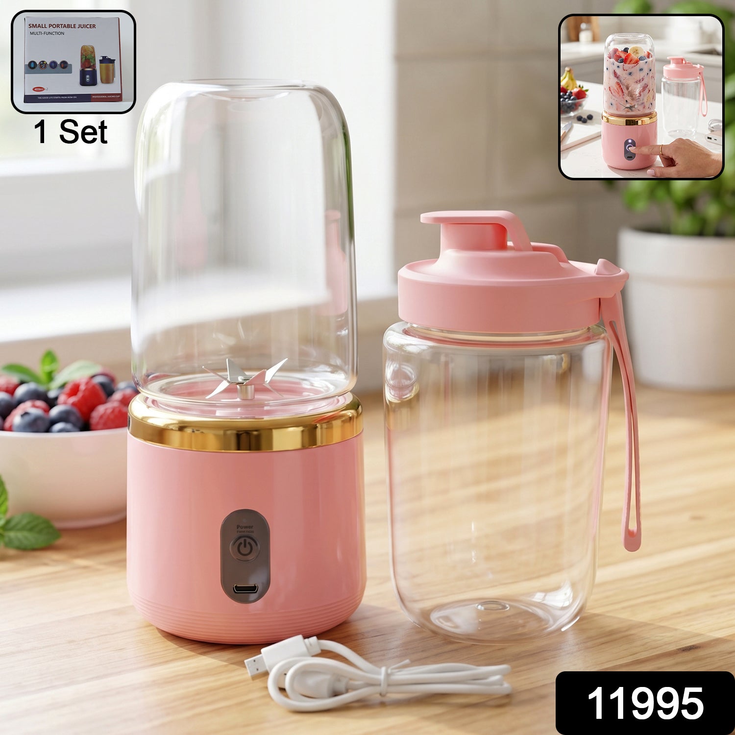 Portable Electric Juicer  Cordless  Usb Rechargeable For On-the-go