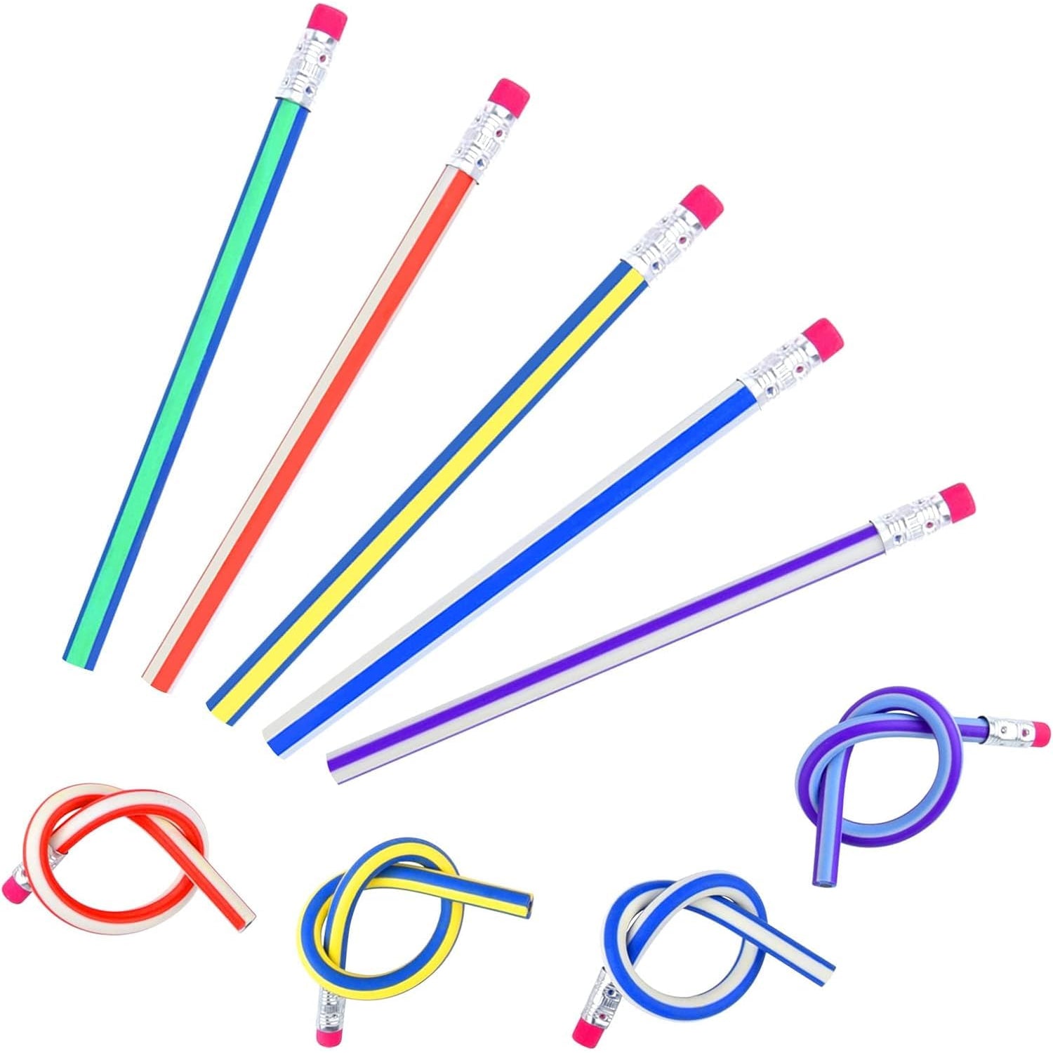 7-piece Multicolored Swirl Design Pencils Set With Eraser