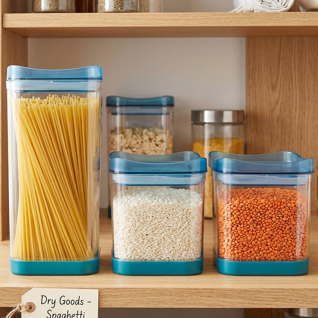 Squarion Airtight Plastic Storage Containers Set For Kitchen Grocery (4 Pc)