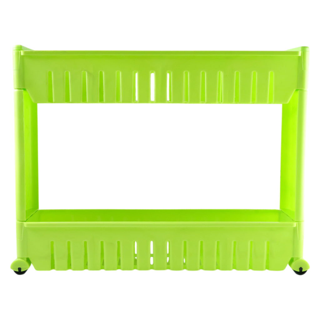 Prexo Plastic 2 Layer Slim Storage Rack With Wheels