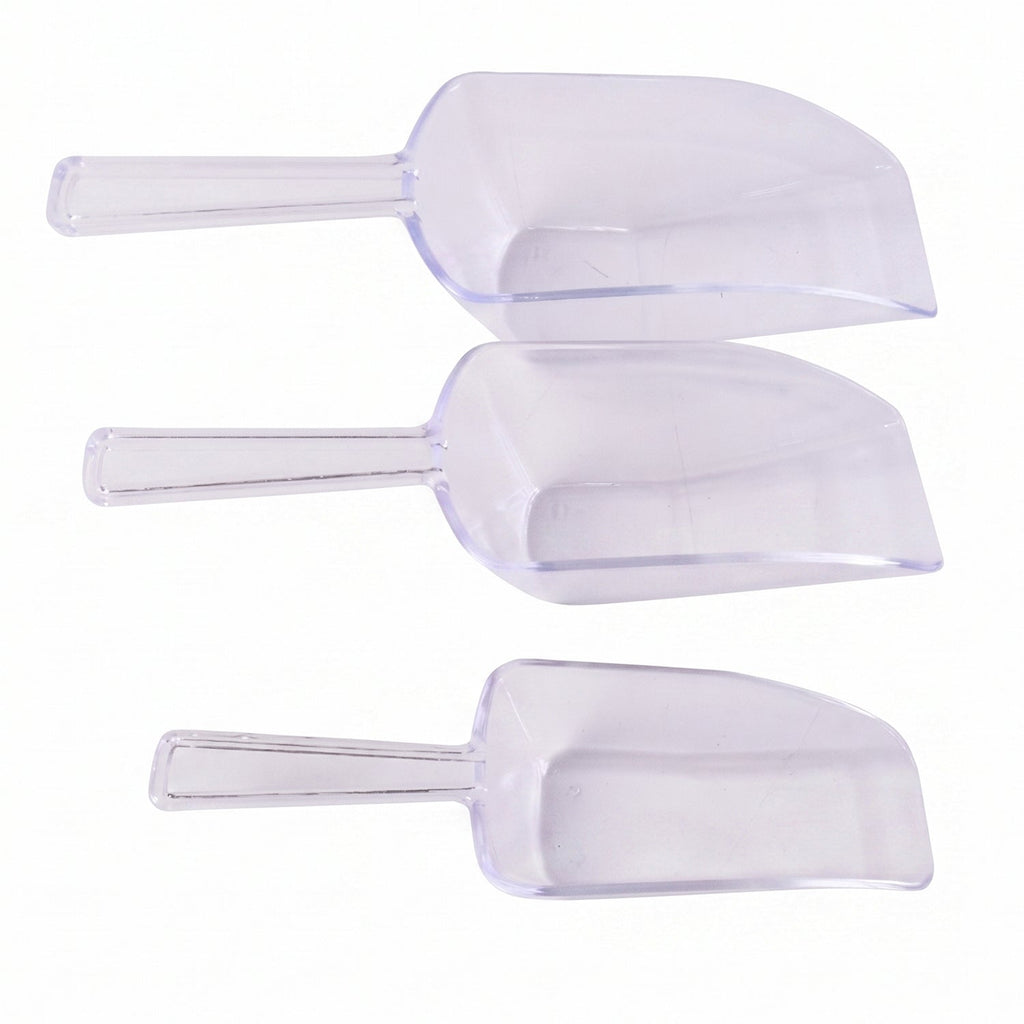 Multipurpose Plastic Scoop Set Clear Flour Coffee Sugar Grain Scoops (3 Pc Set)
