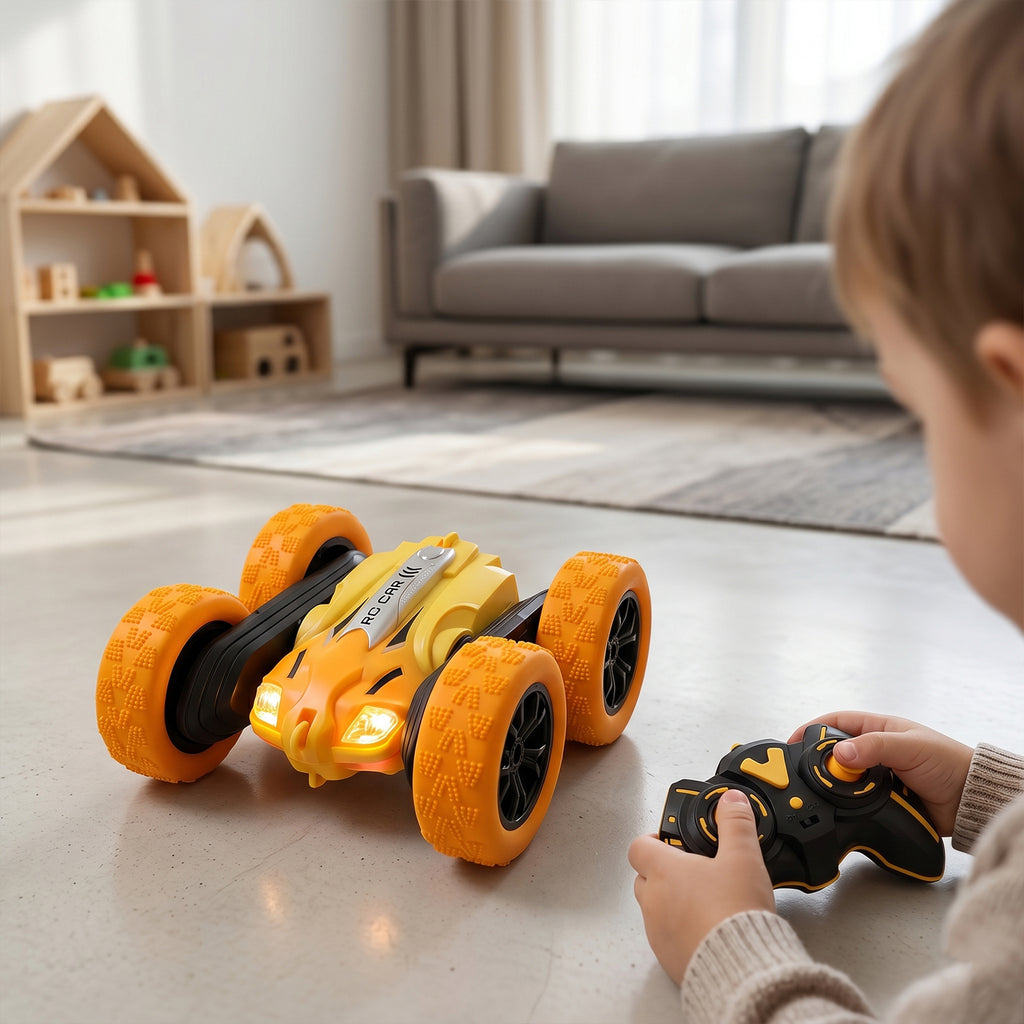 Remote Control Double Flip Stunt Car Rechargeable Rc Toy For Kids Play (1 Pc)