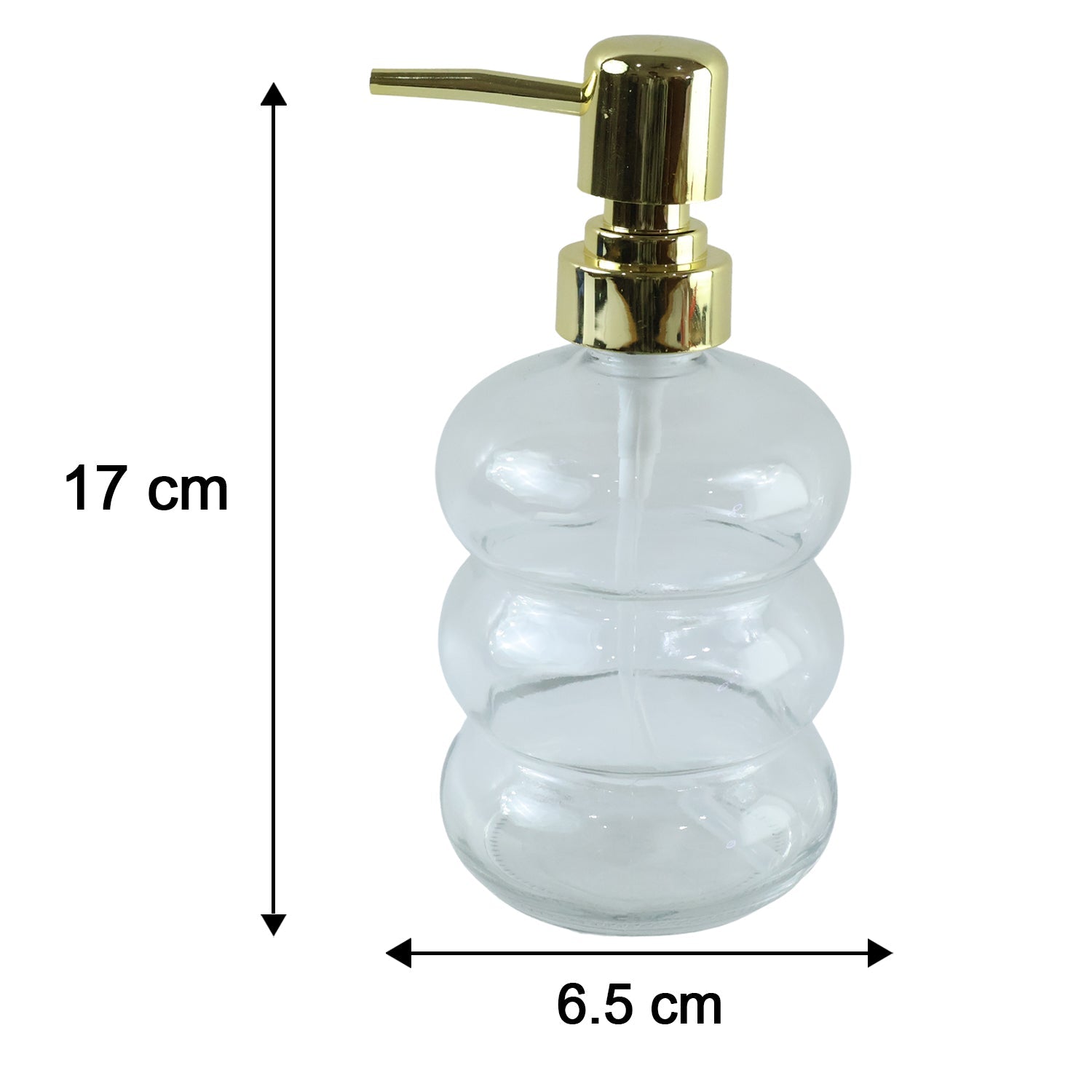 Transparent Glass Liquid Soap Dispenser Bottle With Gold Pump (1 Pc)