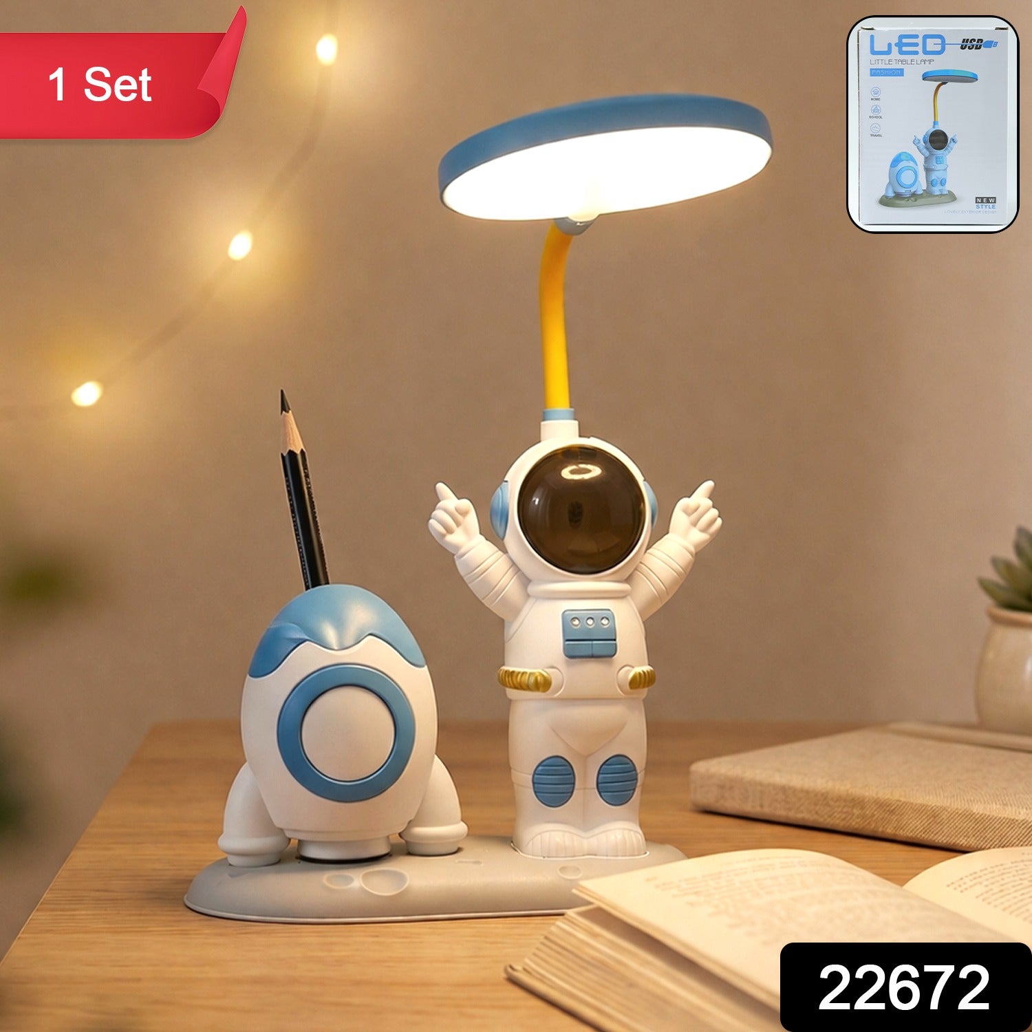 Kids Astronaut Led Study Table Lamp With Built-in Pencil Sharpener (1 Set)
