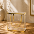 Clear Transparent Gift Box with Frame and Rope Handle for Hampers, Wedding Gifts, Return Gifts, Chocolates, Dry Fruits, Cosmetics, Baby Shower, Festive Gifting & Premium Gift Packaging (20 cm x 21 cm x 9 cm) - Image 1